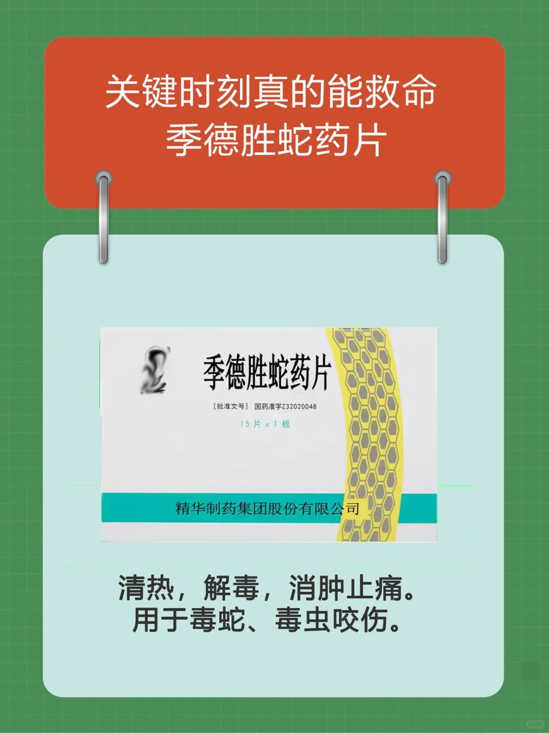 被毒蛇、毒虫咬伤，一定要吃药