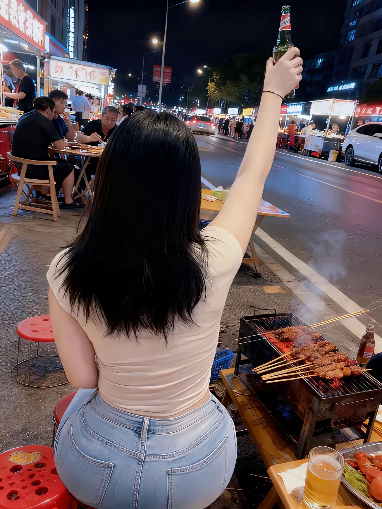 上联：西山观月落，邀对下联心烦就撸串。