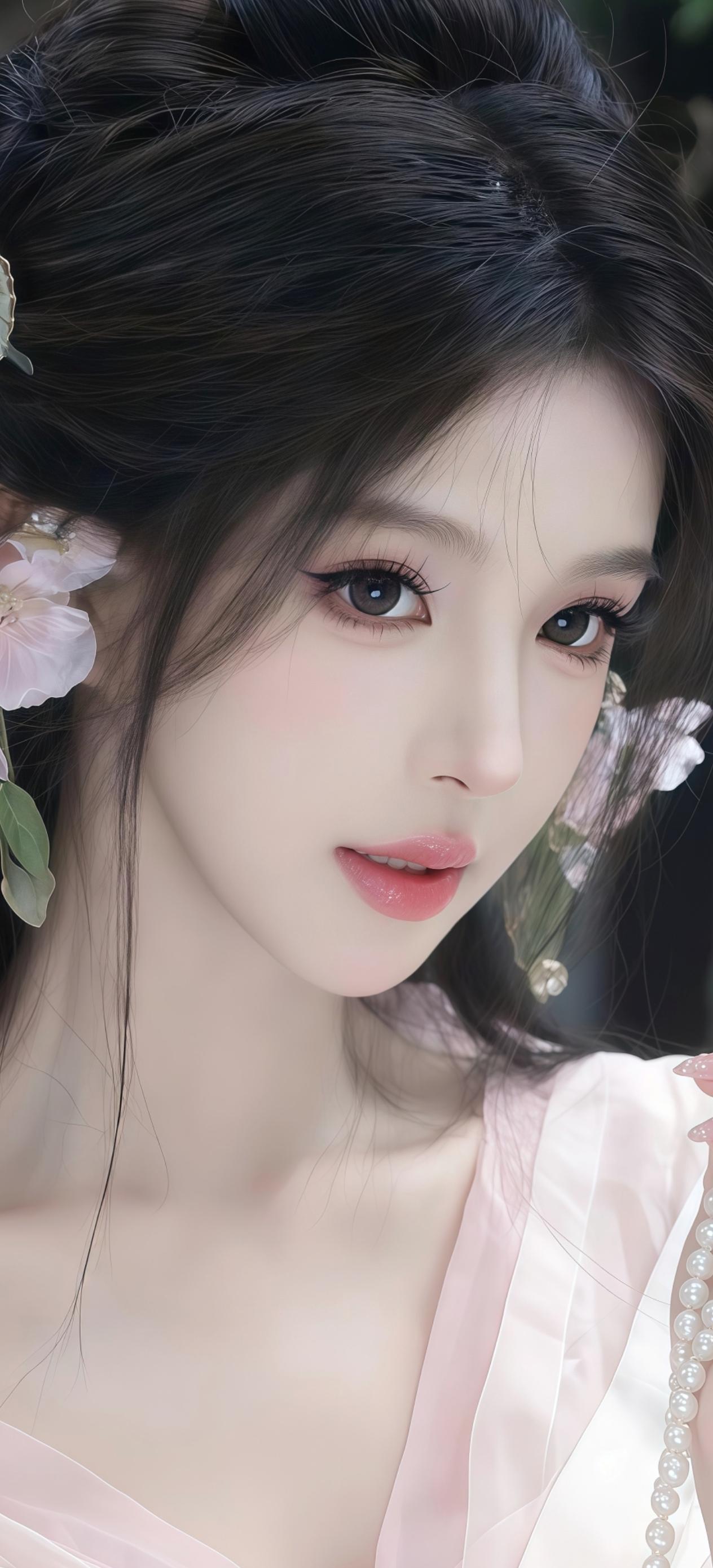 豆蔻韶光映画堂，娇姿逸韵韵悠长。
眉如远黛含幽意，目似秋波蕴慧光。
浅笑盈盈花绽