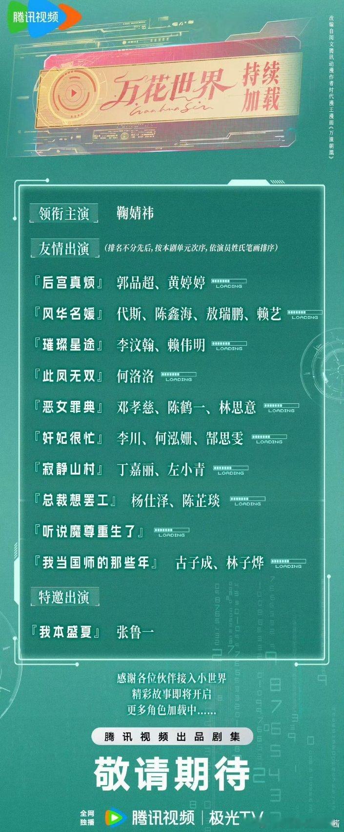 鞠婧祎《万花世界》，这演员阵容是不是太拉胯了
