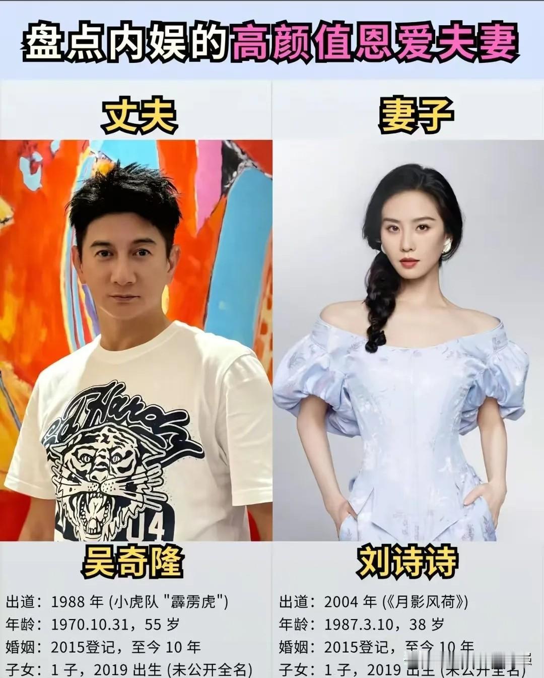 盘点内娱公认高颜值神仙夫妻，俊男靓女组合太养眼！
吴奇隆刘诗诗、霍建华林心如古装