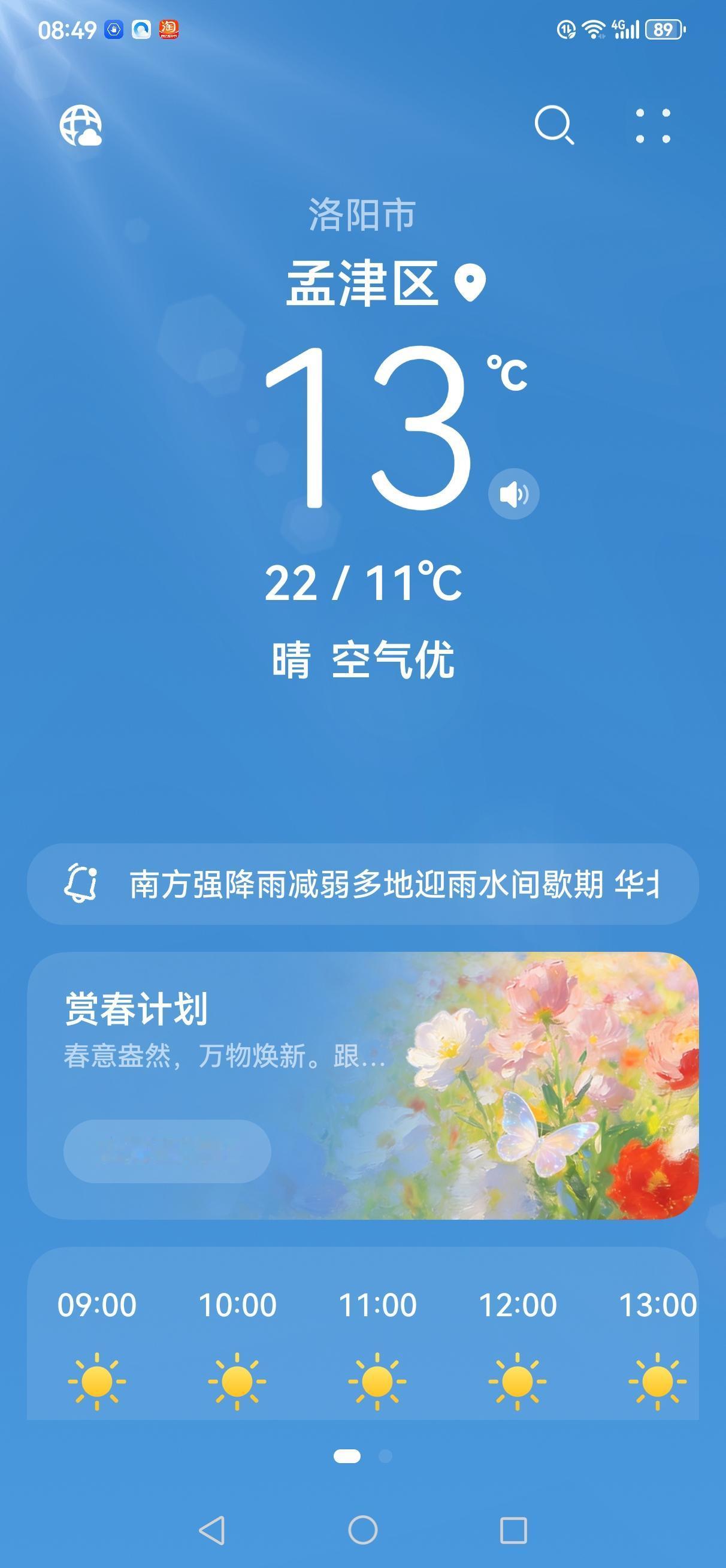 洛阳今天这天气绝了，11℃ - 22℃的晴天，简直是春日馈赠。阳光洒在身上，暖洋