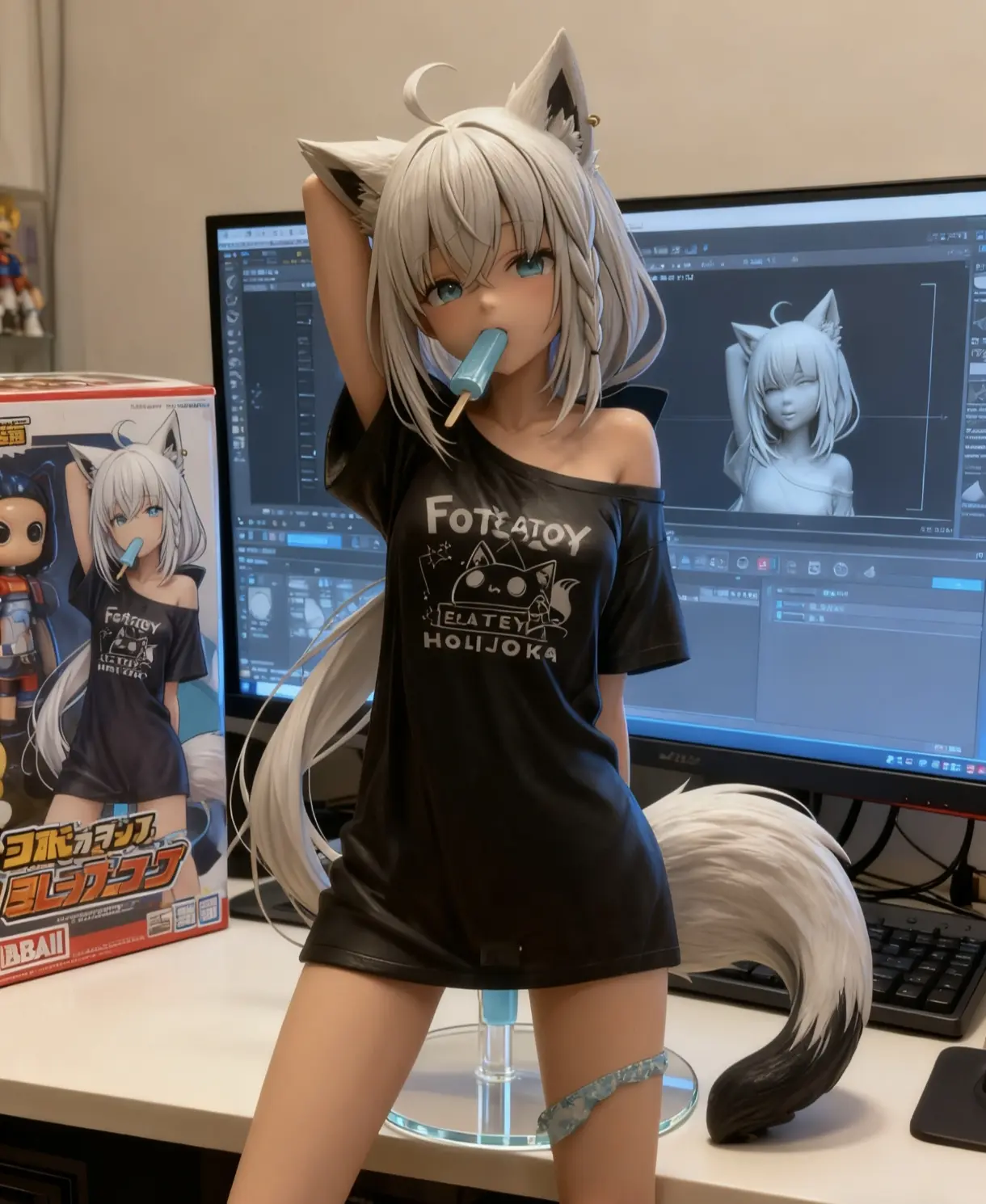 手办 猫娘 这谁能顶得住啊 3d建模 动漫手办