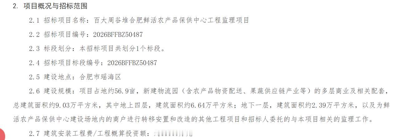 自项目启动以来，百大周谷堆合肥鲜活农产品保供中心工程建设按下“快进键”，目前已进