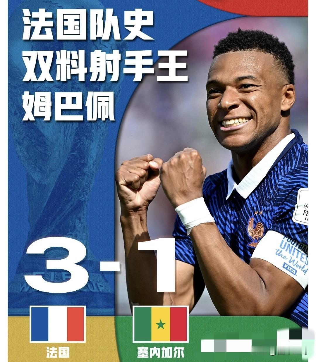 法国3-1塞内加尔，让球迷看清了3个事实！笔墨论球决战世界杯 

1、姆巴佩天生