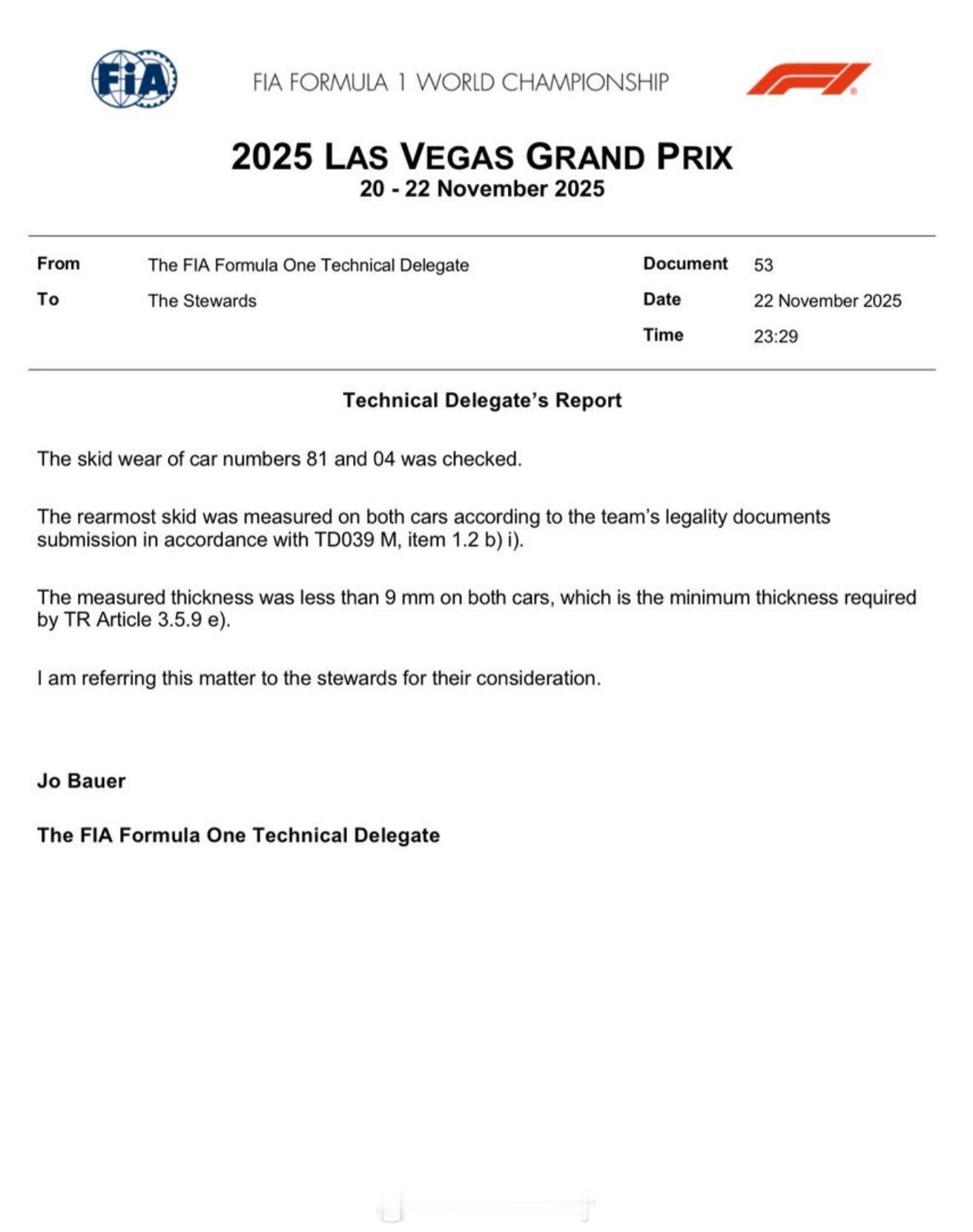 完赛后竟然还有不幸的消息两台迈凯伦赛车均因为底板磨损过度被上报赛会仲裁之前底板磨