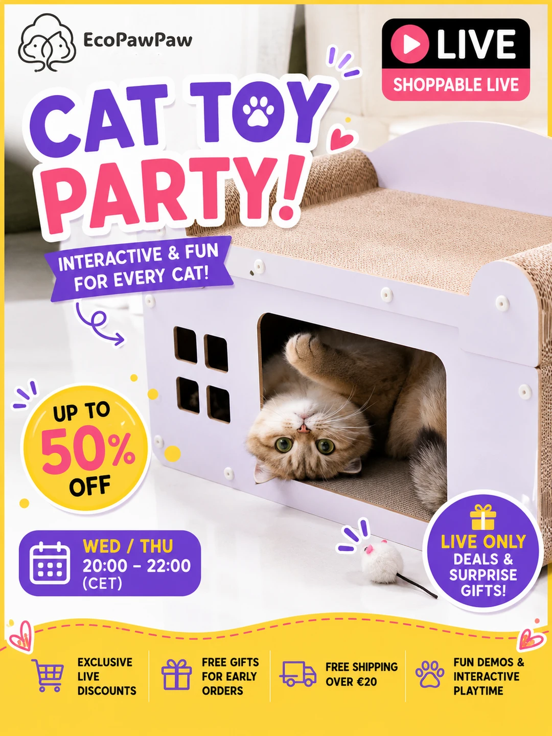 EcoPawPaw 本周四晚八点到十点猫玩具专场