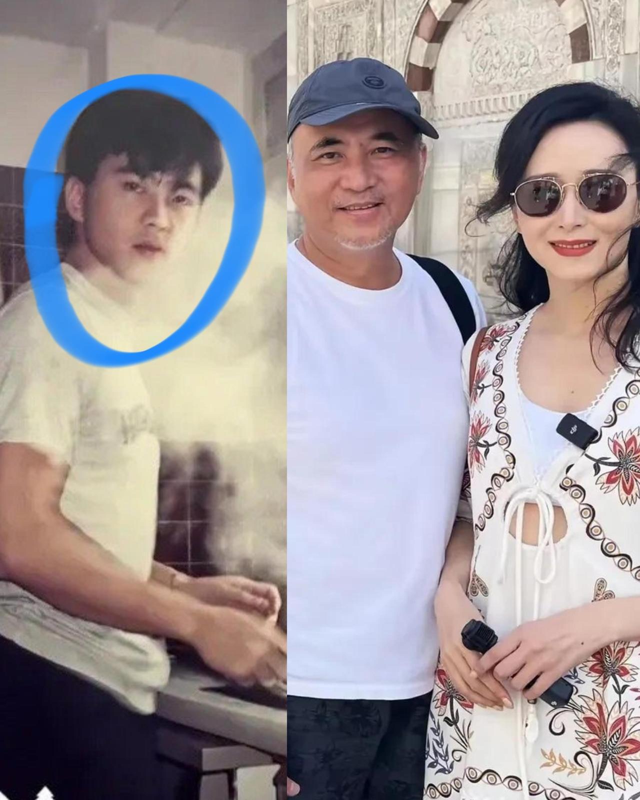 胡静的老公一看就知道年轻时肯定帅
浓眉大眼的，年轻时头发很多
现在是发福，身材走