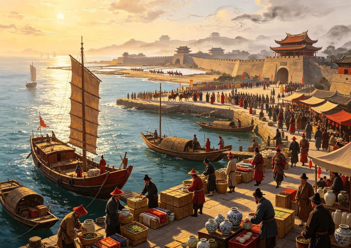 隆庆三年冬天，福建漳州月港的码头上，船老大陈阿福正指挥伙计往船上装瓷器。海风裹着