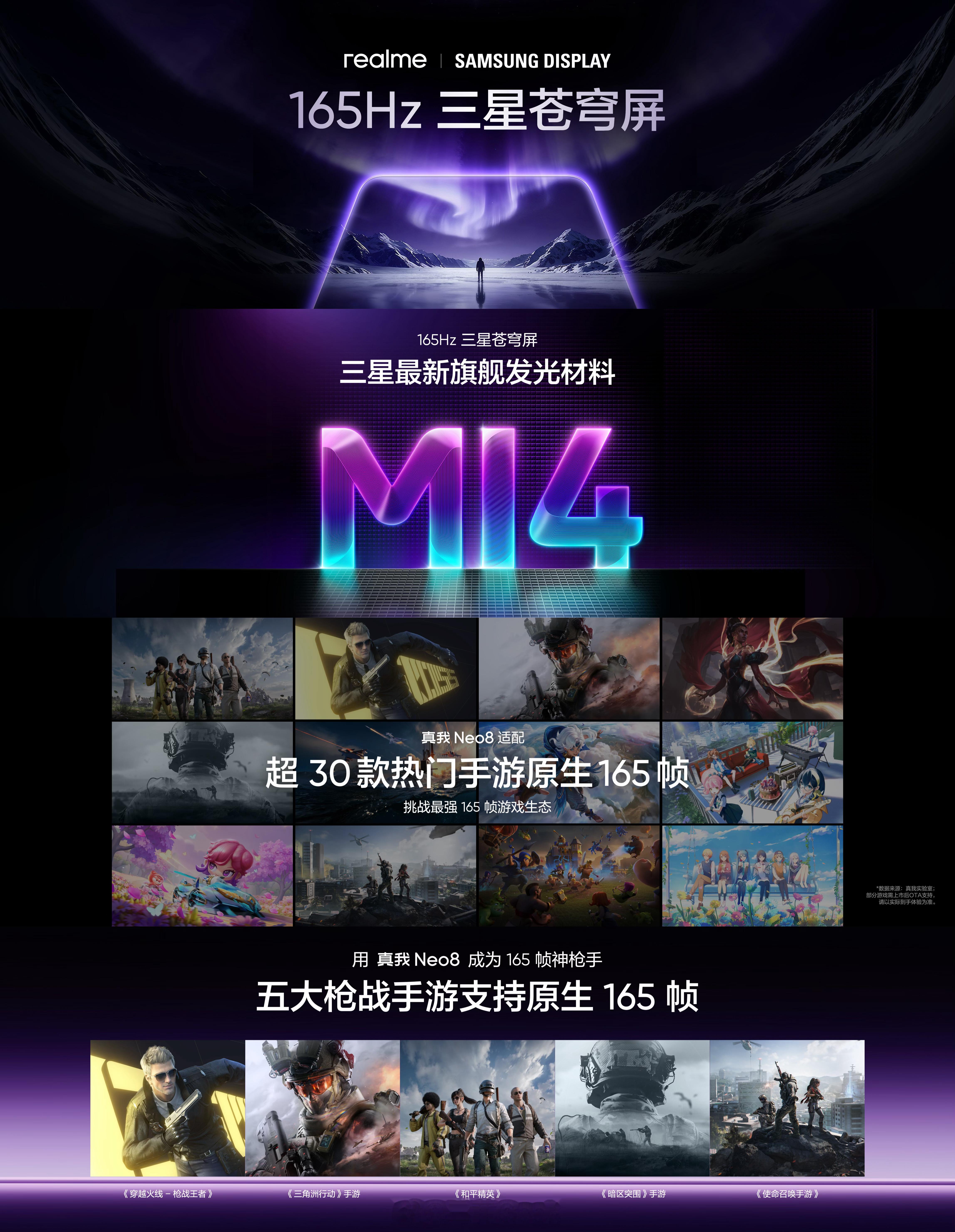 真我Neo8联合三星显示全球首发165Hz三星苍穹屏这屏幕目前可以说是很顶了