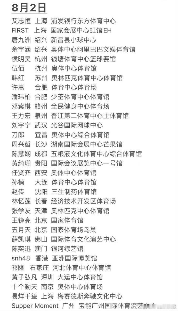 太棒了！8 月 2 日，易烊千玺上海首演，王力宏泉州开唱，刘宇宁、邓紫棋等齐聚，