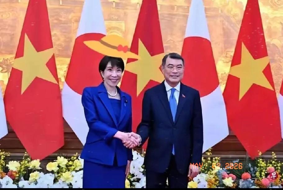 日本首相高市早苗发表声明，
5月2日，正在河内访问的日本首相高市早苗与越南总理黎