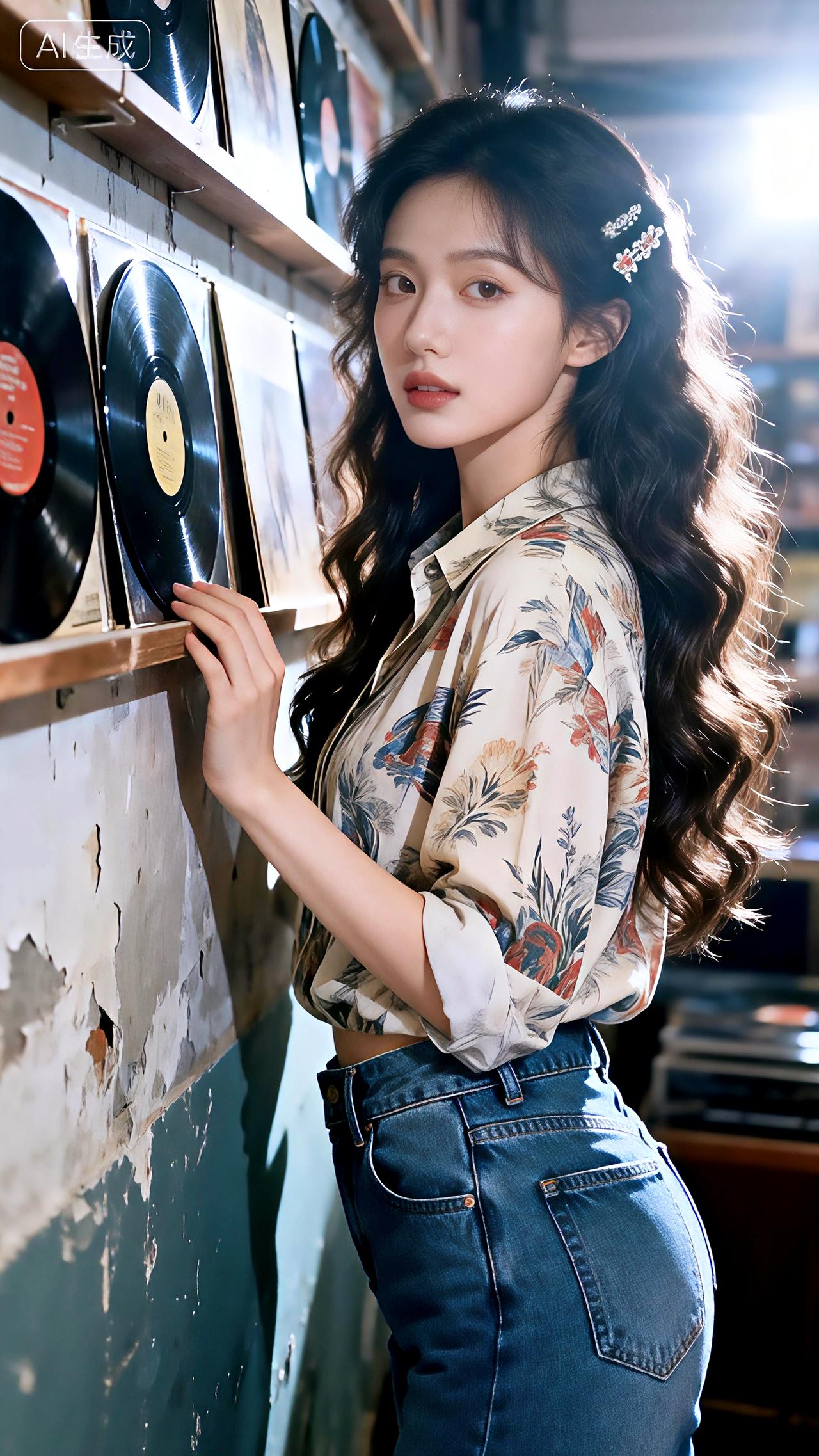 胶片时光凝指端，鬓影流连旧梦间。豆包 壁纸 写真 复古 豆包修图