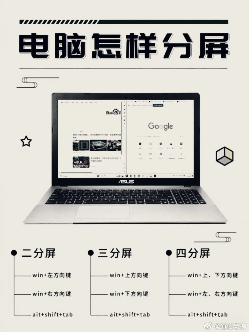 电脑分屏的快捷方式，赶快学起来，试试吧！ ​​​
