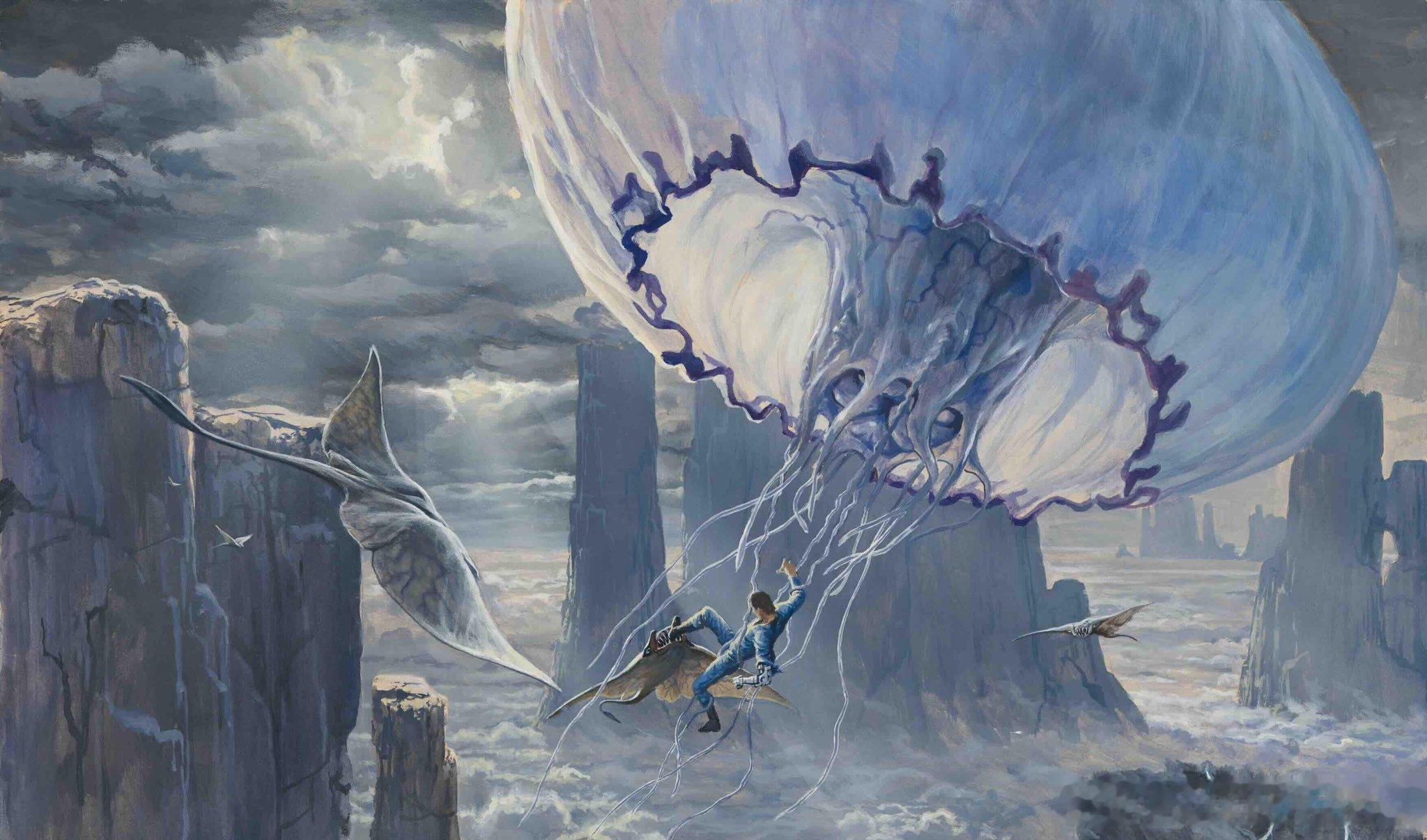 卡梅隆在1978年创作的这幅艺术画，在将近半个世纪之后这个创意被用在了《阿凡达3