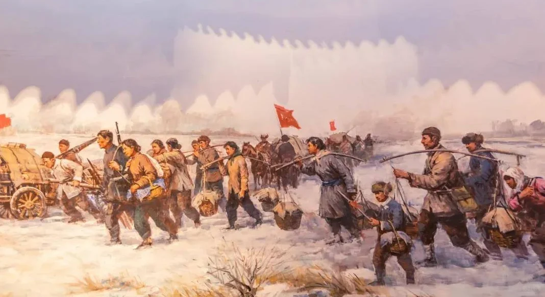 陈官庄战役，我军80万斤猪肉运到战壕