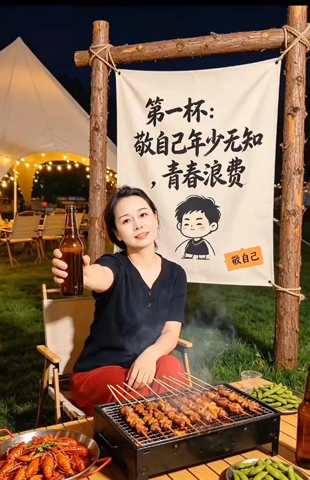 敬自己五杯酒，第一杯年少无知，青春浪费，第二杯余生只对自己好的人，第三杯往事不回