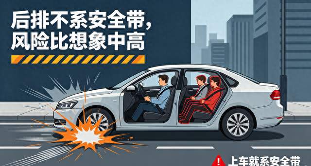 后排不系安全带！一场车祸看清致命误区