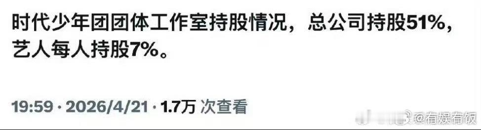 网传时代少年团工作室持股情况曝时代少年团工作室持股情况网传时代少年团工作室持股情