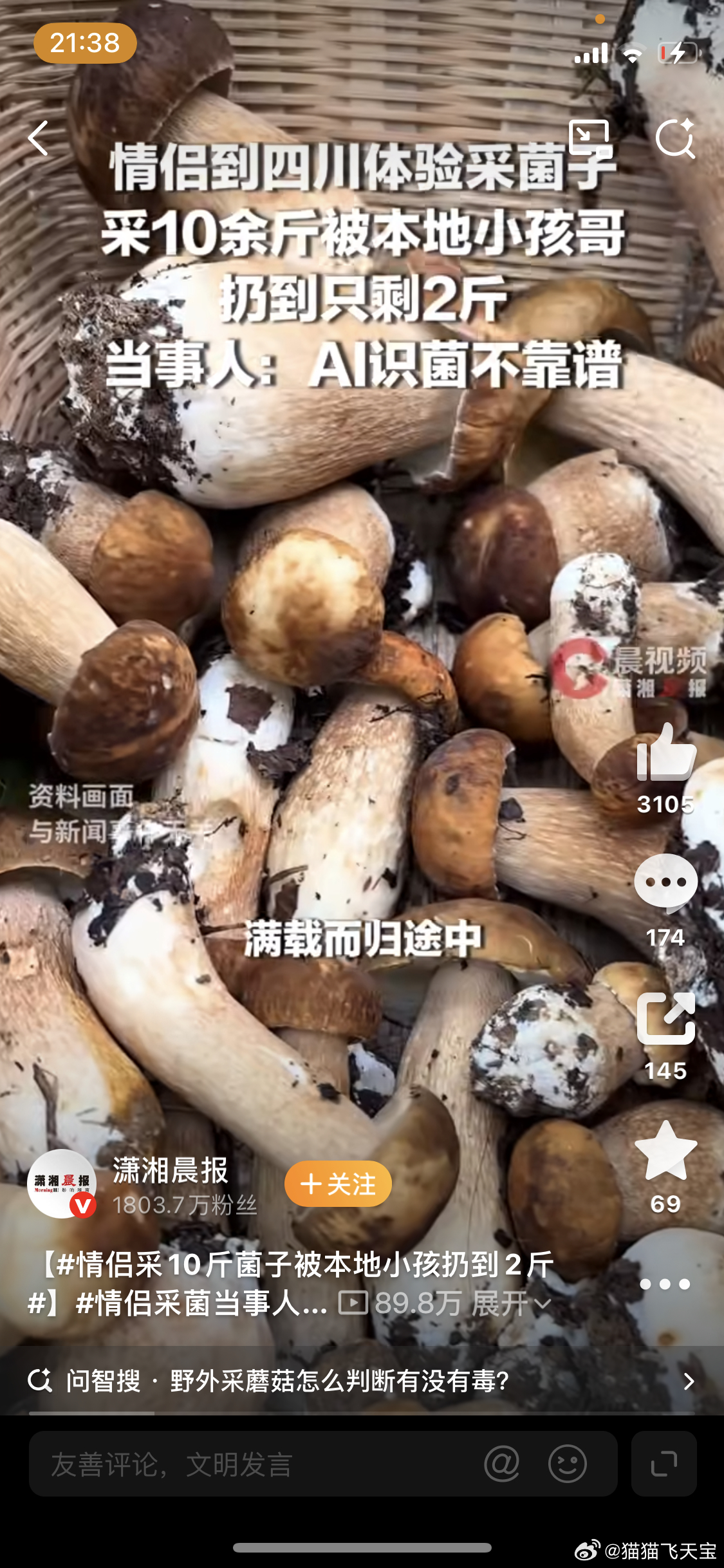 情侣采10斤菌子被本地小孩扔到2斤不管多少斤，人家辛辛苦苦去采摘的，被扔掉肯定会