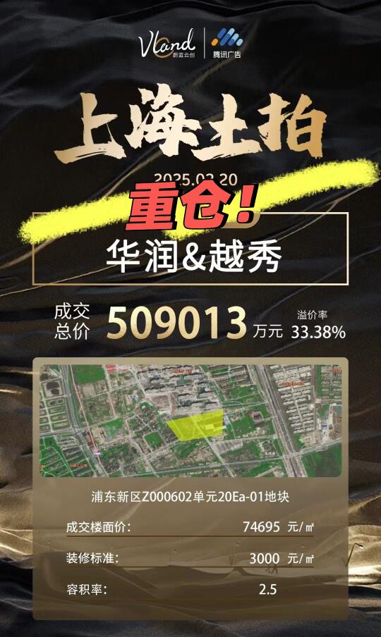 溢价33%，华润越秀拿下新杨思地块！