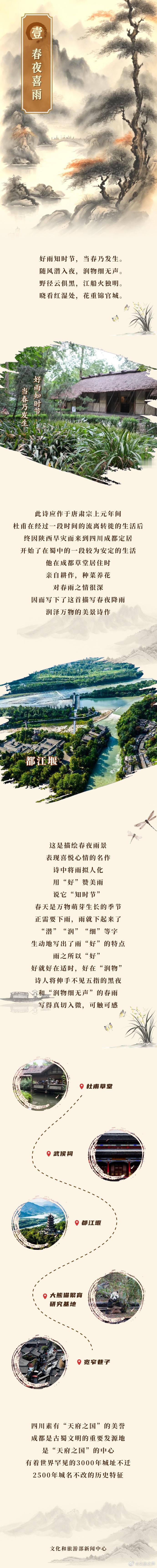 文化中国行诗游华夏 【跟着杜甫游中国 | 春雨如诗，润物无声】春雨不仅是滋润大地