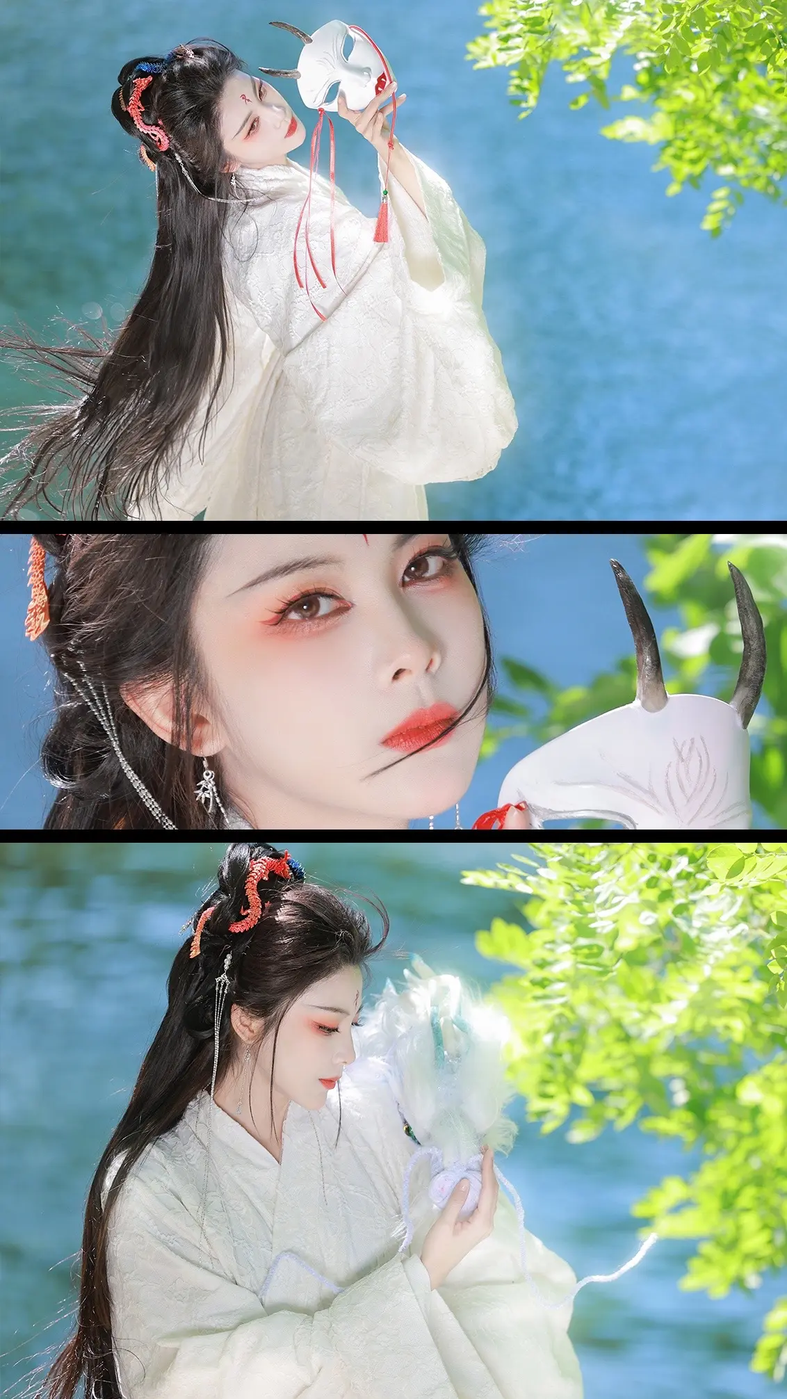 又给伊瑶拍了美丽女妖。拍的是一张图的仿妆！也是美丽女妖哈哈哈
是不是没人猜得出是啥
面具是我精心diy嘟！！
出镜： 
妆造