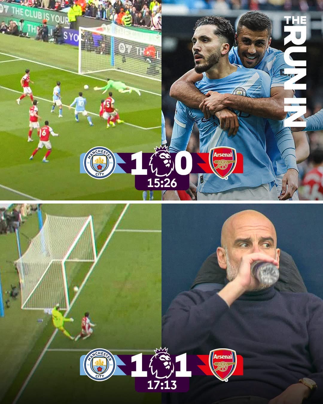 查基個人表演入波，哥迪奧拿慶祝完唸住飲啖水穩定下情緒，點知未落格對面就追番和…半