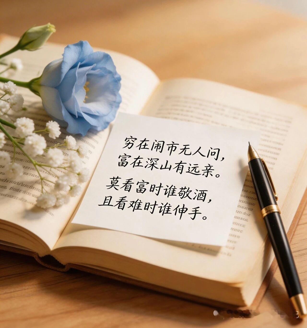 今天学到的金句今天学到的金句：穷在闹市无人问，富在深山有元远亲，莫看富时谁敬酒，