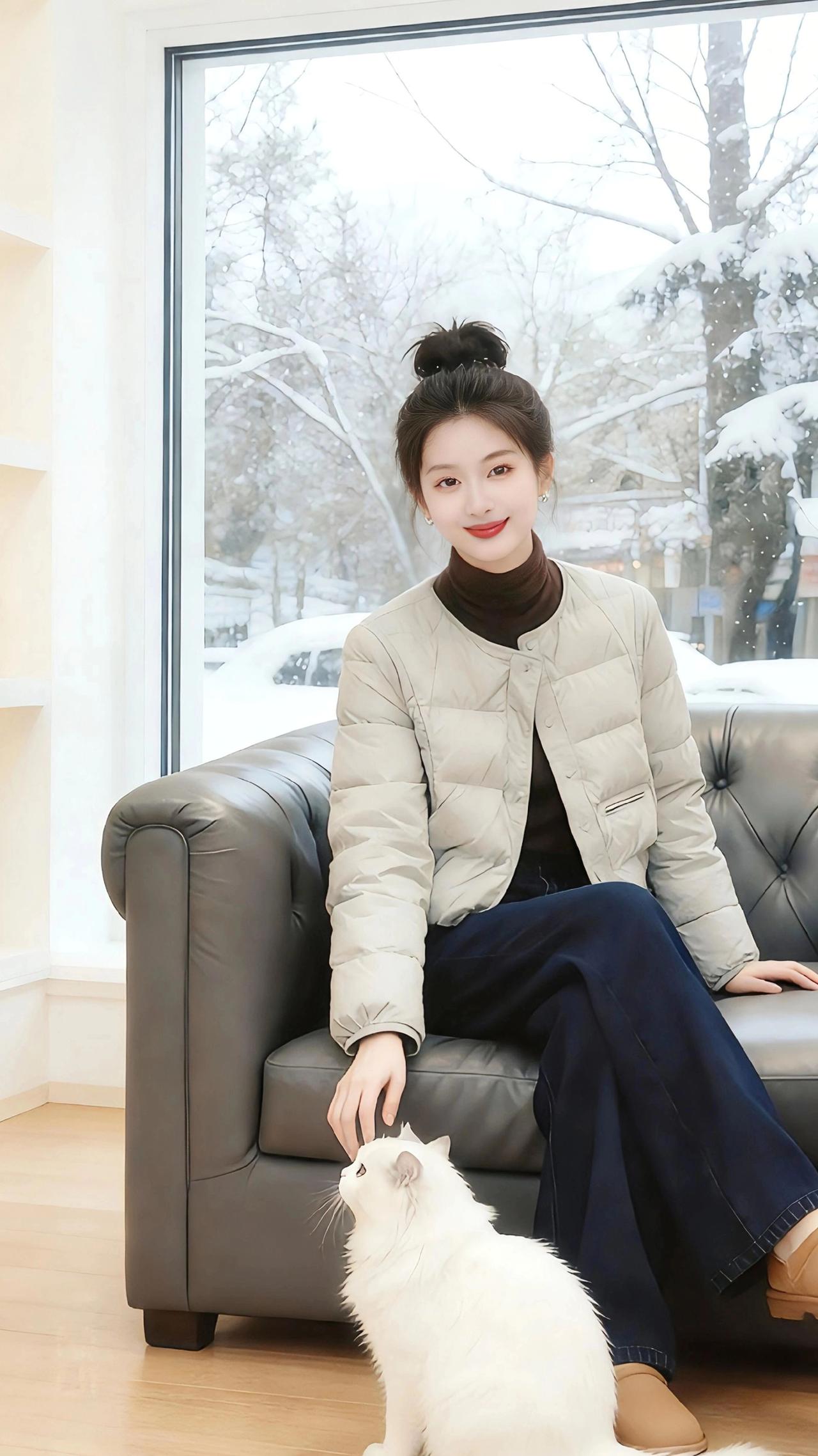 雪窗闲记
 
窗外的雪絮悠悠落着，把街景揉成了一片温柔的白。我窝在皮质沙发里，指