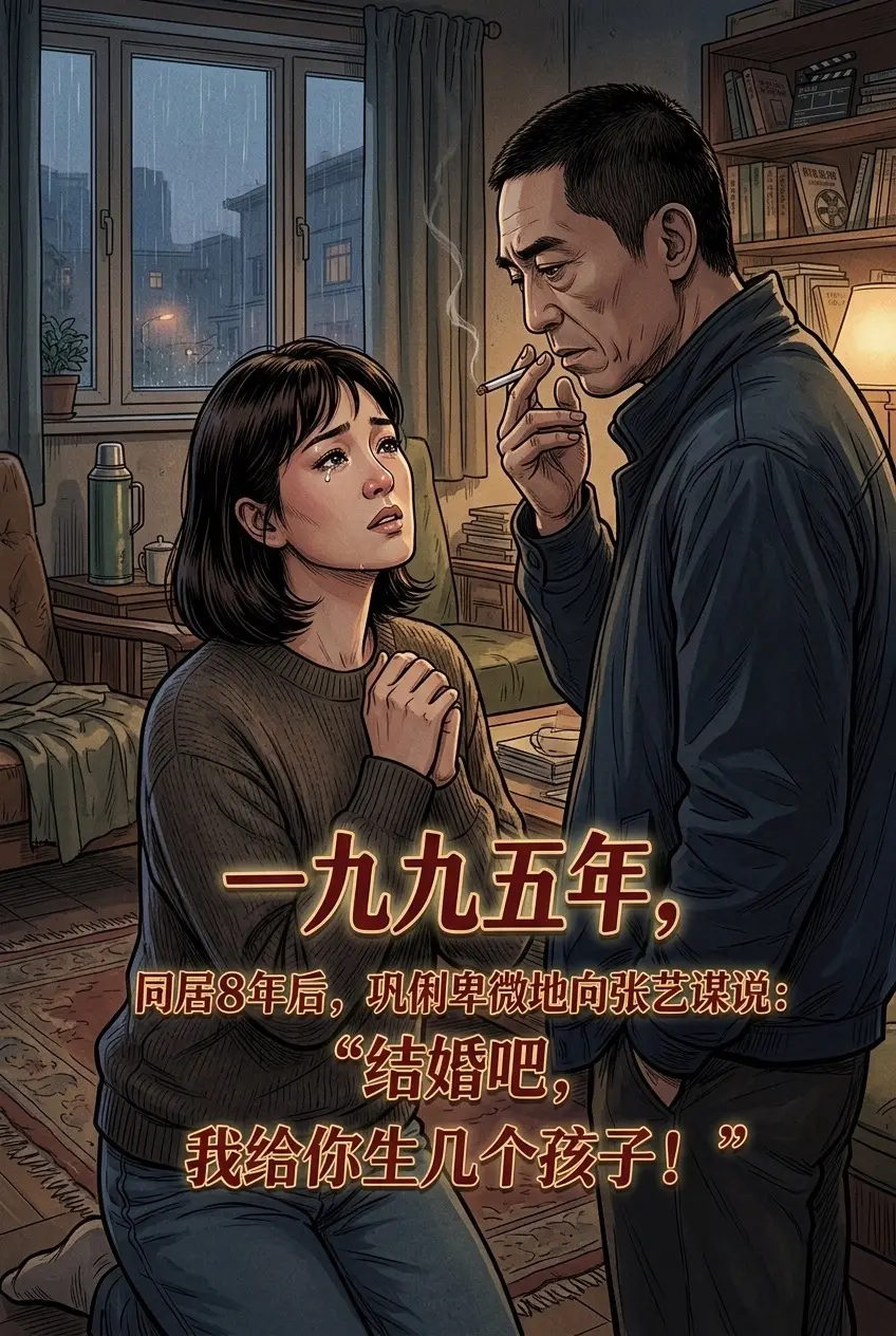 一九九五年， 同居8年后，巩俐卑微地向张。艺谋说:“结婚吧，我给你生几个孩子!！