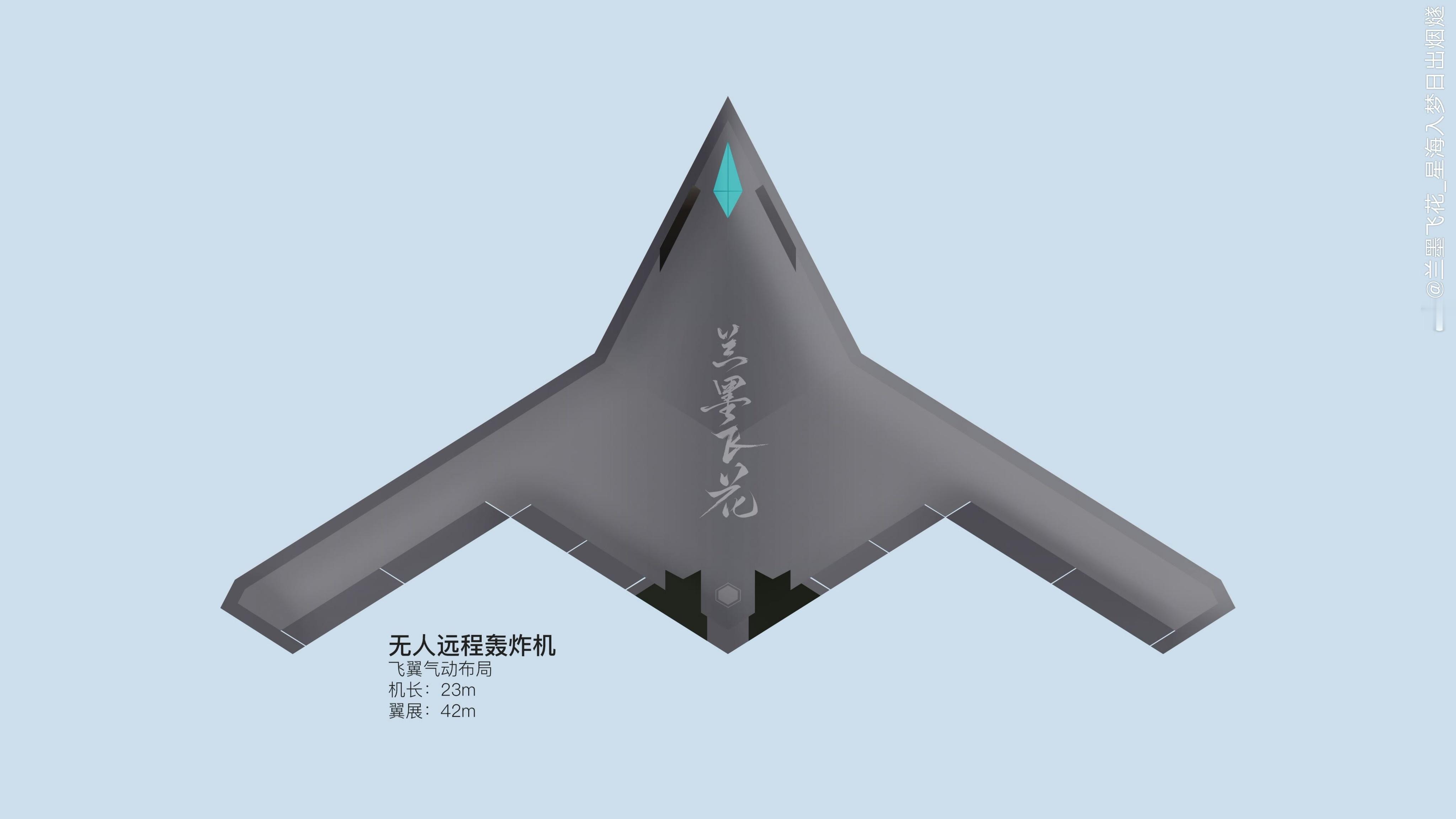 无人战略轰炸机和B-2、B-21对比图 [酷]狭长的进气口模样跟论文中一样 [并