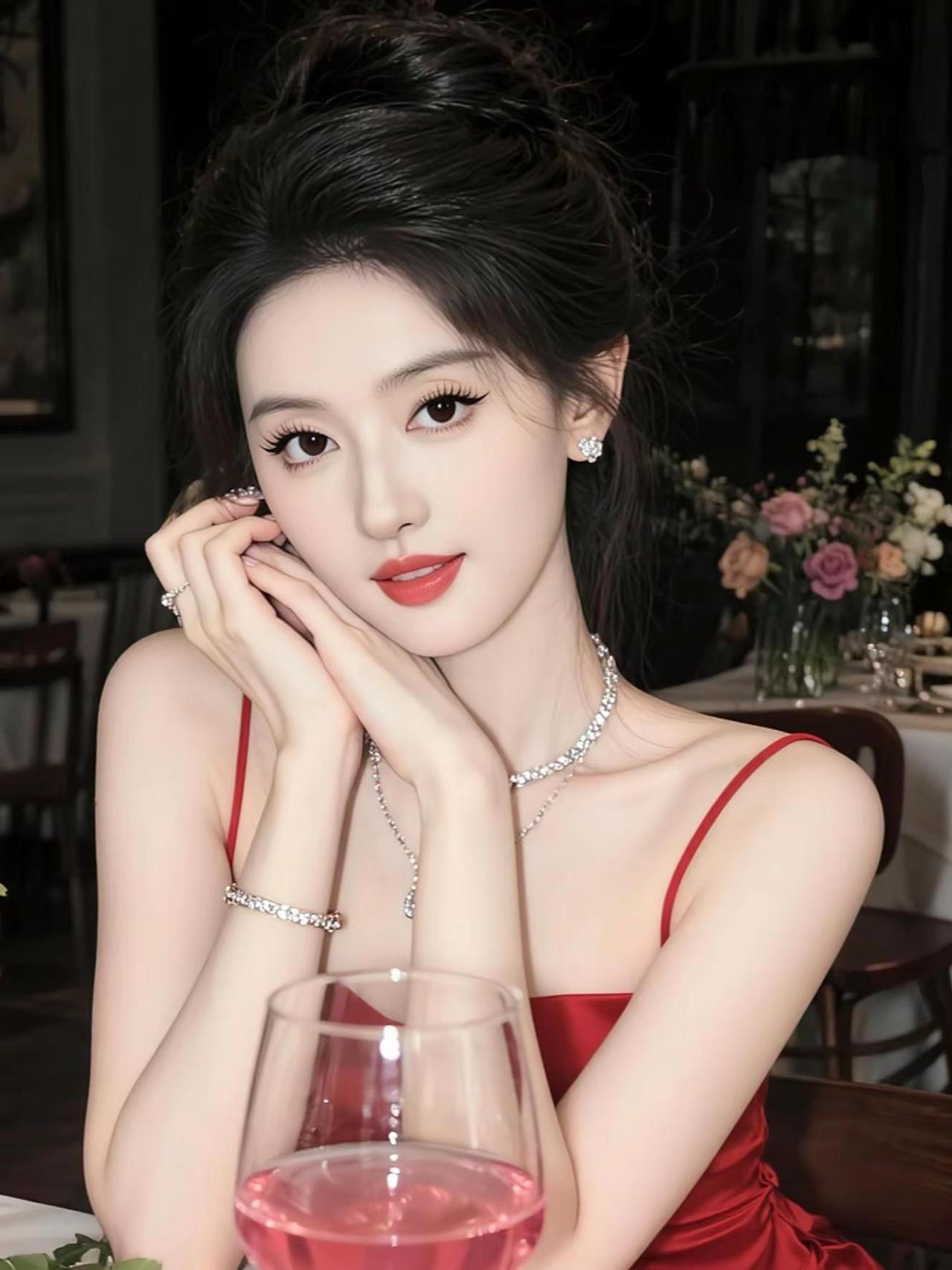 AI红裙晚宴写真 ai创作