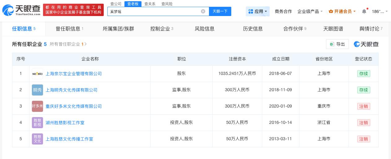 奚梦瑶何猷君共同关联1家公司
奚梦瑶名下关联5家企业奚梦瑶何猷君婚礼伴手礼
据媒