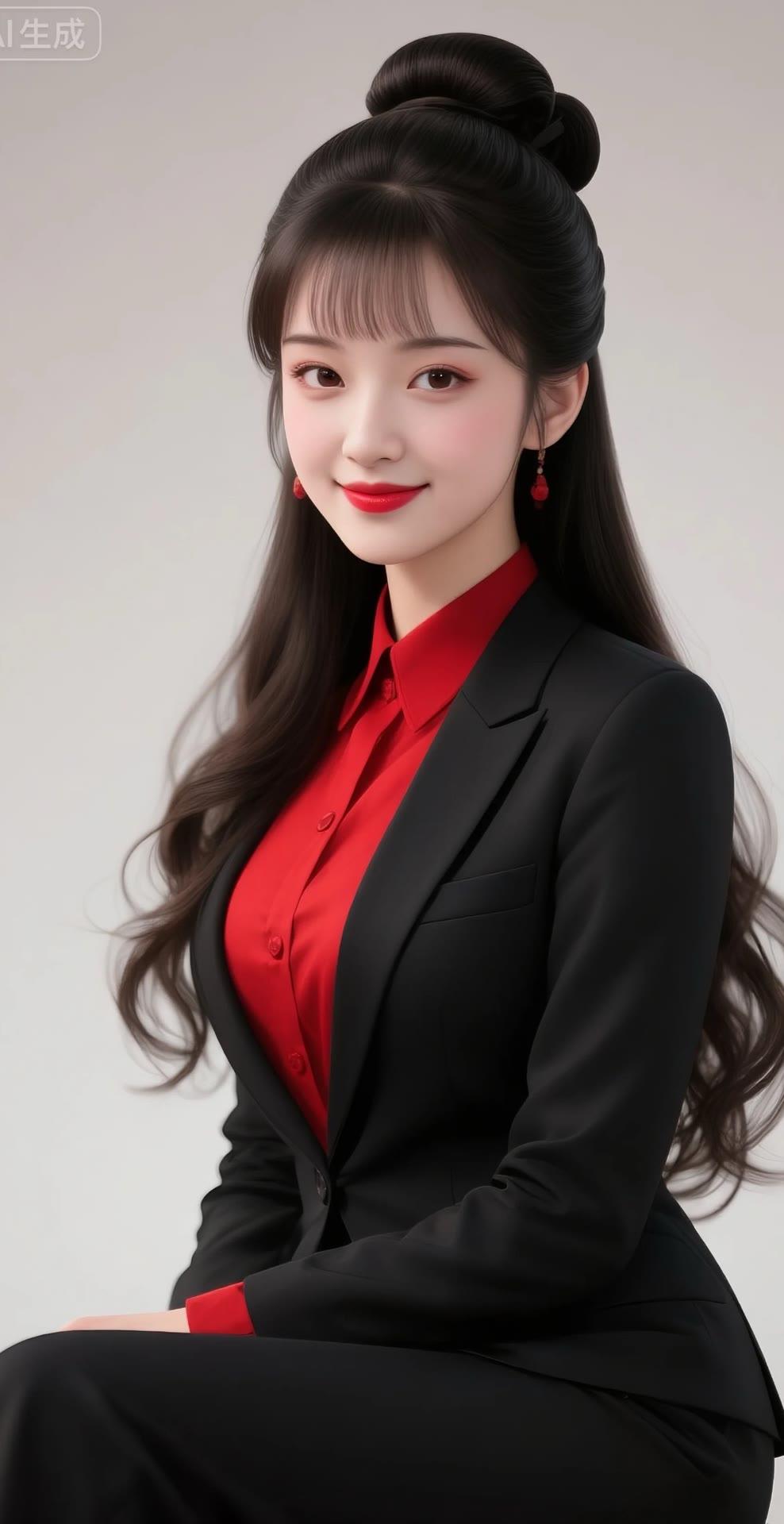 优雅职场风，红黑撞色穿搭，自信满满！💄👠