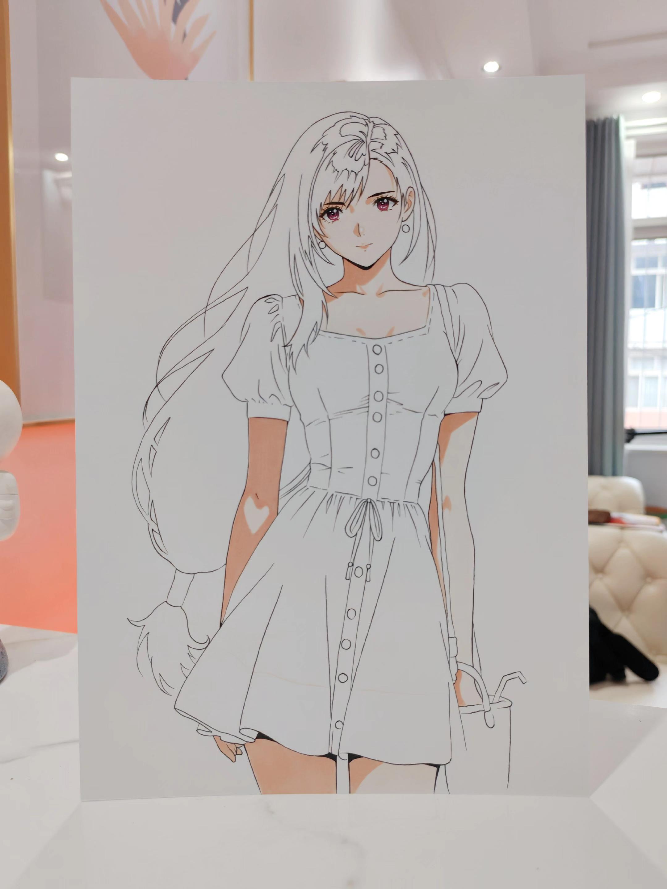 最终幻想蒂法 马克笔手绘过程图。