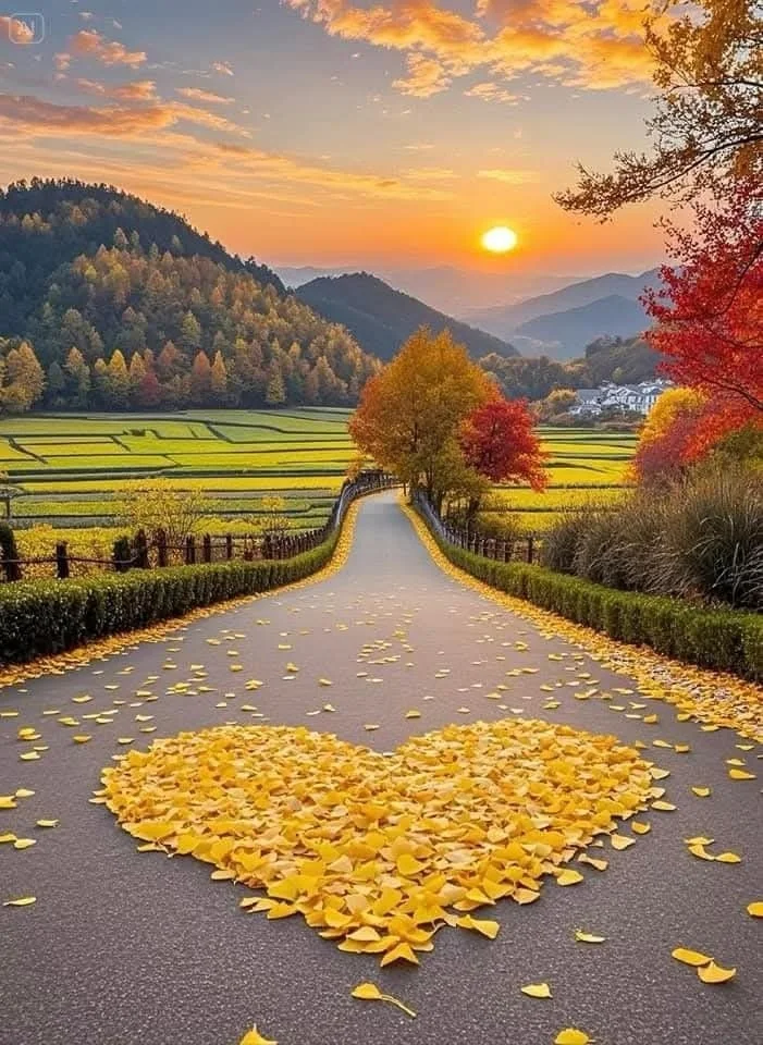 那条有银杏叶铺成的心形路🍂