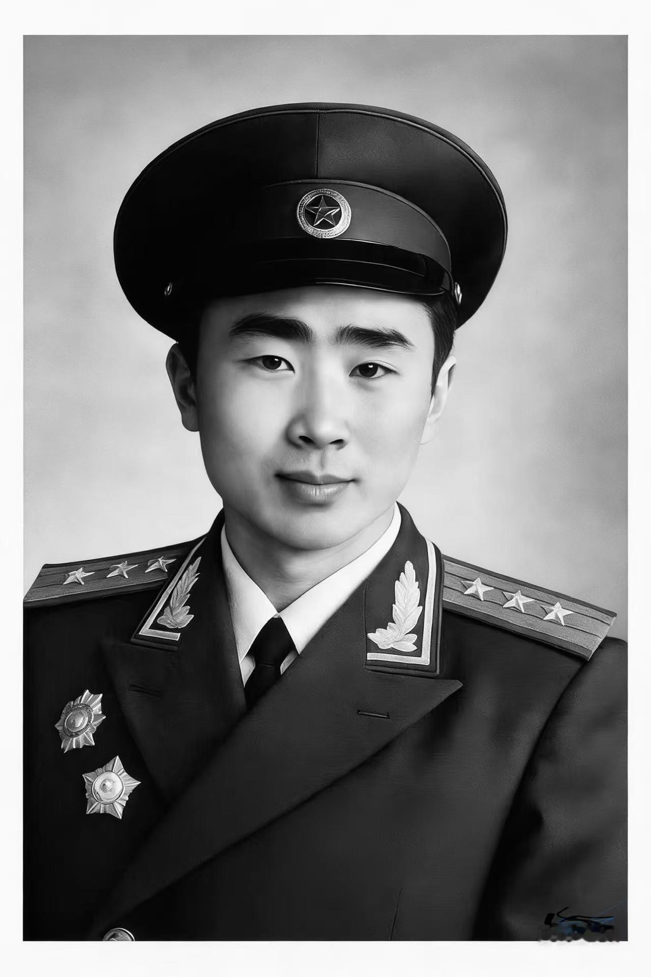 家父当年的授衔照，其中抗美援朝国旗勋章需要在礼服上钻一个孔对穿，不忍心佩戴。