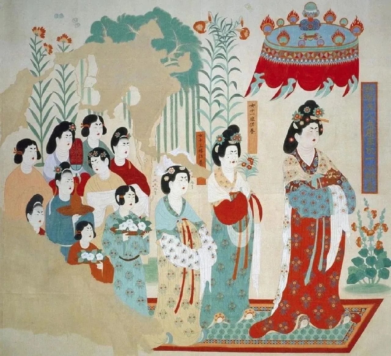 敦煌壁画 | 盛唐《都督夫人礼佛图》敦煌莫高窟130窟甬道南壁，是段文杰先生的研