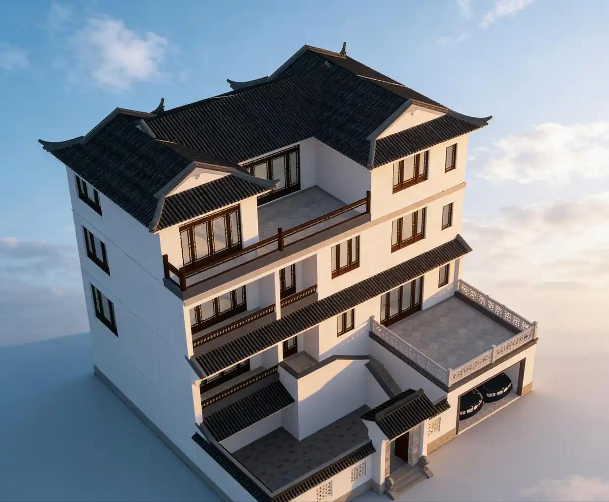 多子多福，三代同堂怎么住？[发怒][发怒]

今天给您推荐这套新中式三层合院，从