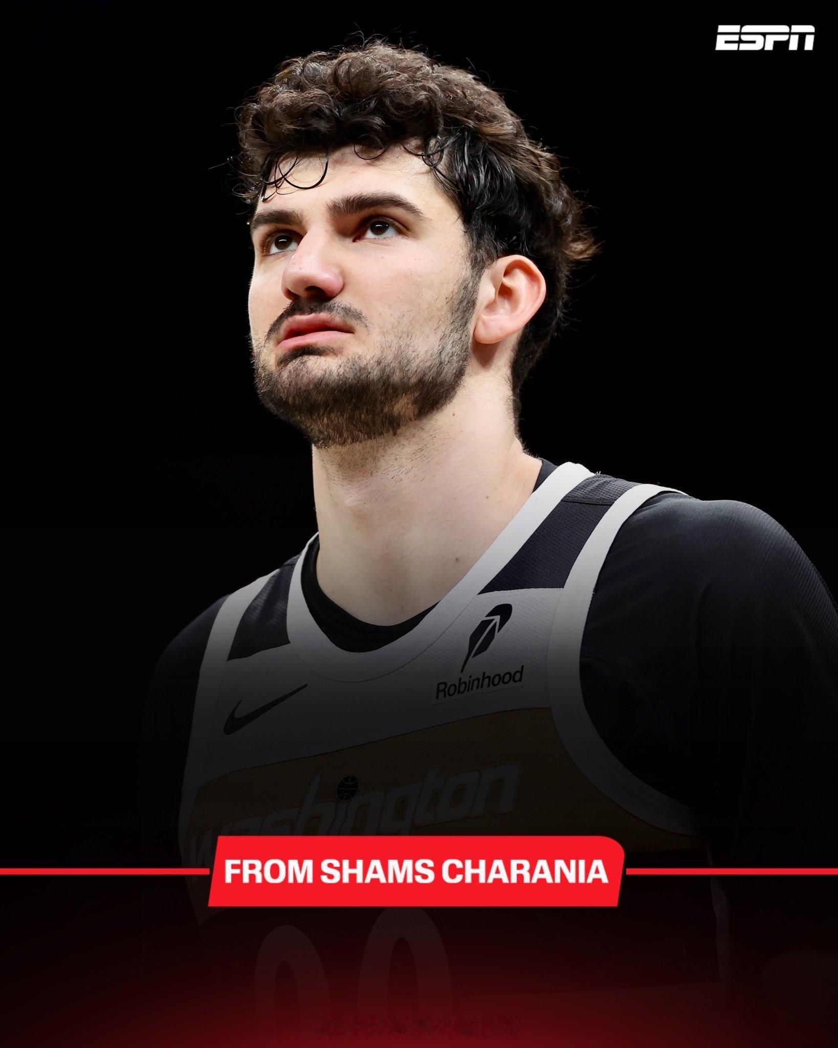 Shams：奇才将与双向中锋特里斯坦·武克切维奇续签一份为期三年900万美元的合