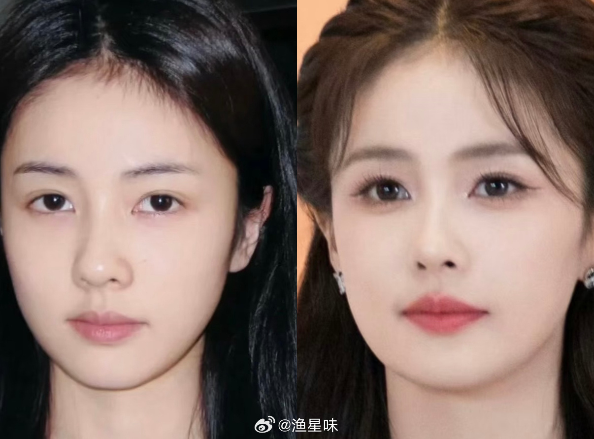 感觉白鹿素颜比妆后还好看呢 