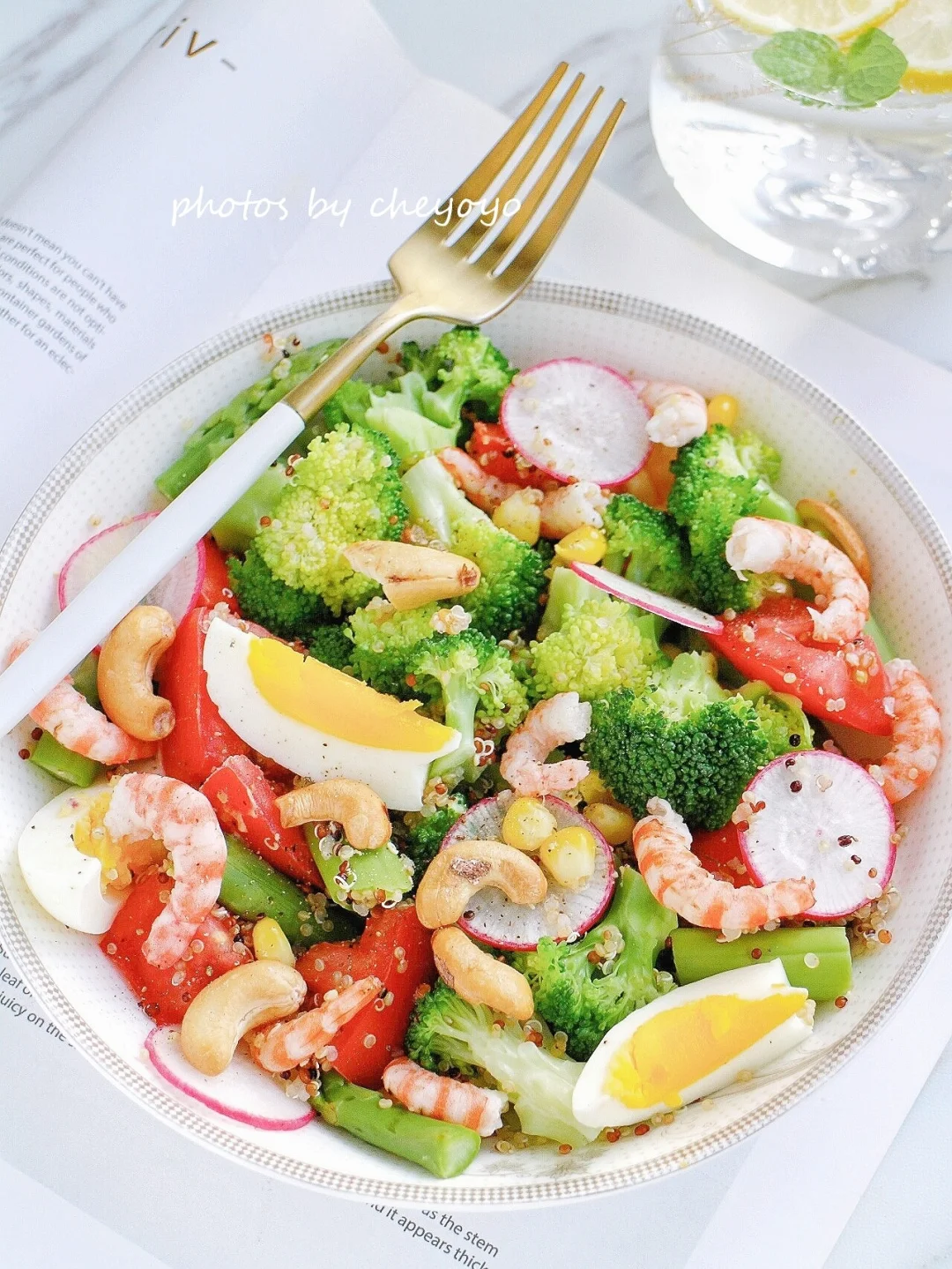 低脂饱腹减肥餐㊙️鲜虾西兰花藜麦沙拉