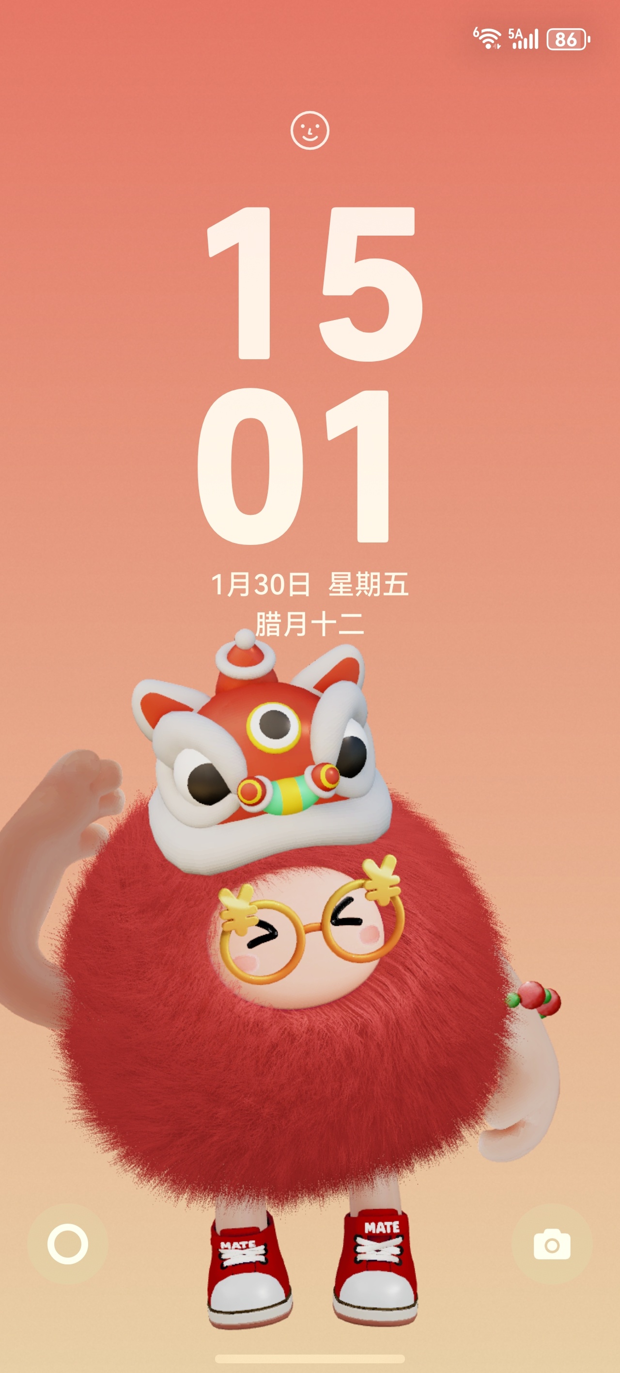 今天的主题是馬上發財，华为关于新春的主题还是很多的，而且都挺有意思。官方的圆脸憨