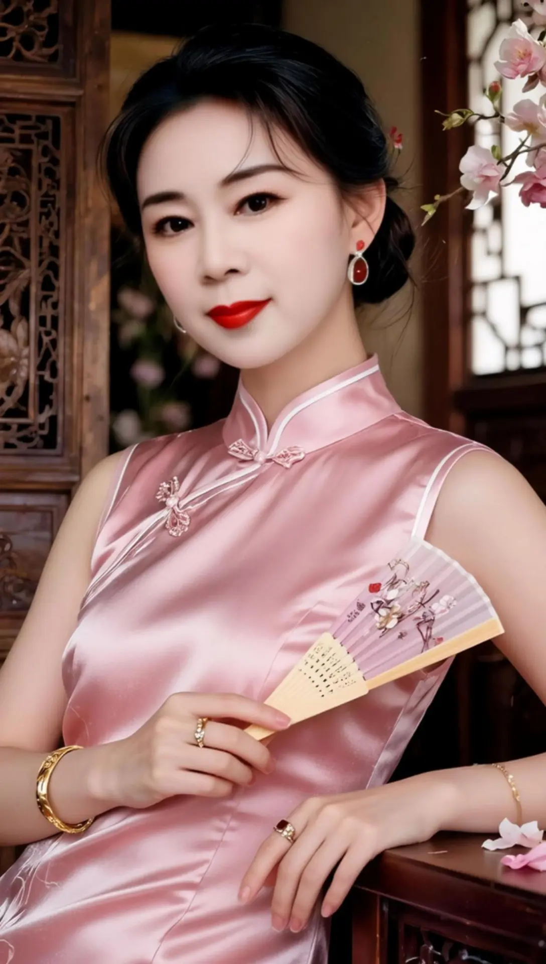 AI粉绸旗袍照 随变ai随便玩