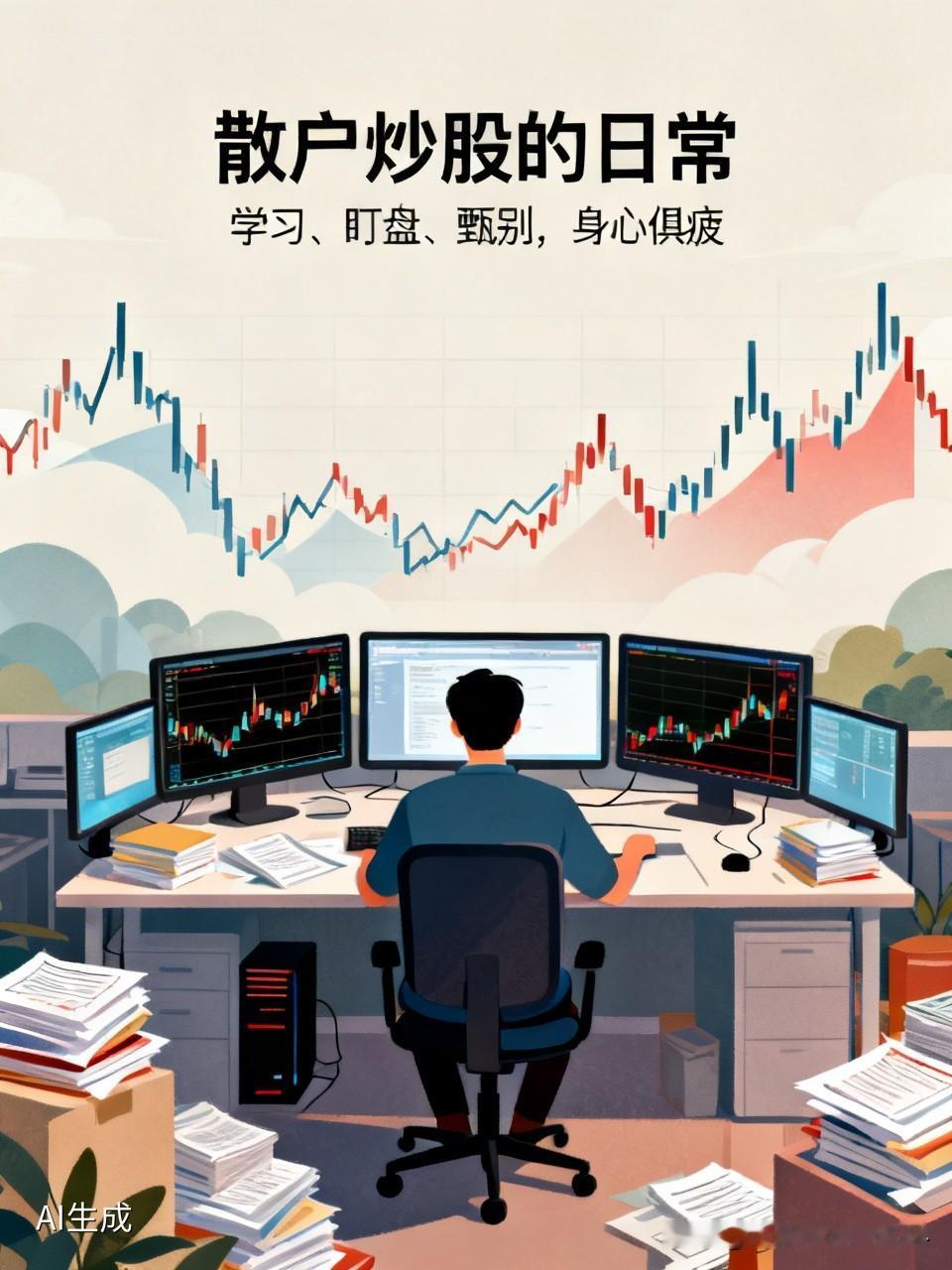 现在的炒股散户活得累不累不断学习新的炒股知识，压力不小。除了学知识，还得时刻盯盘
