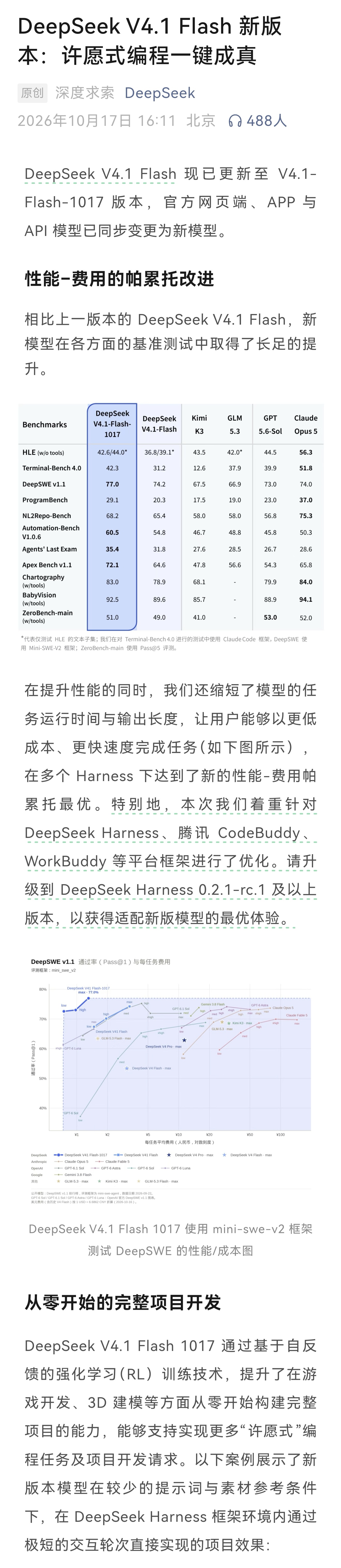 Deepseek V4.1 Flash 发布了1017版本，这什么后训练仙人？进