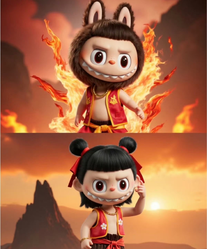 Labubu 魔童 好配 ，太可爱拉吧，毫无违和感！你中有我，我中有你！ ​ ​