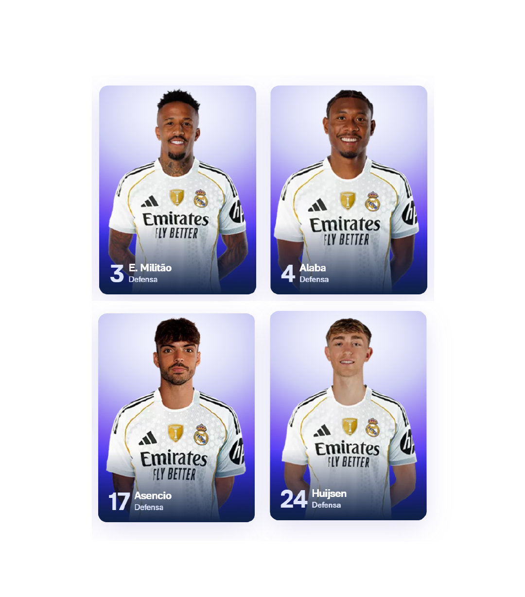 皇马目前可用的中后卫。halamadrid ​​​