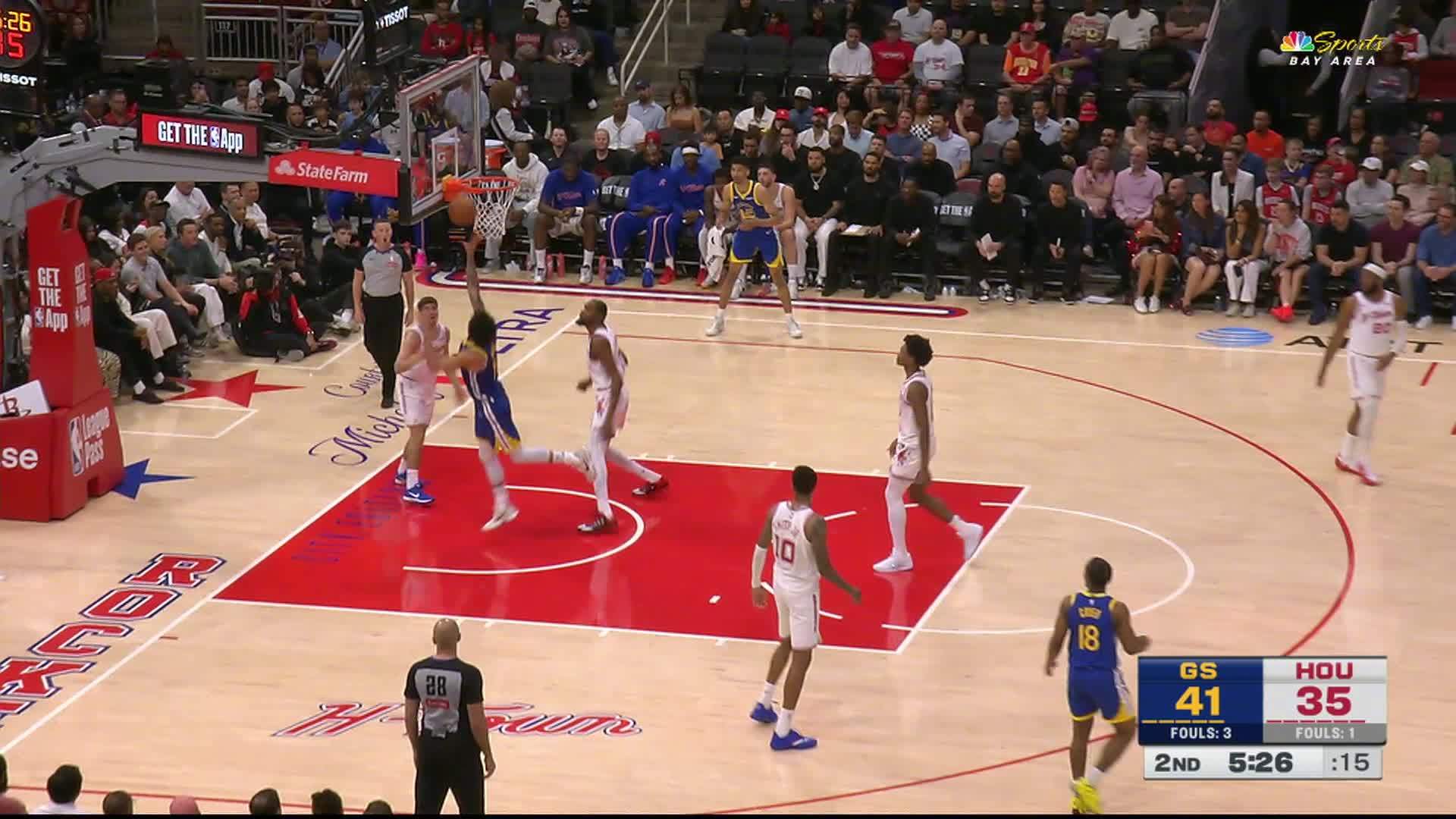 桑托斯2+1👌勇士44:35火箭。勇士vs火箭